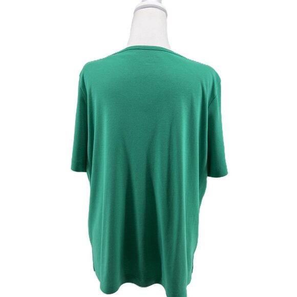 💚Allison Daley Green Embroidered Top Size 1X Elegant & Easygoing - Picture 2 of 6